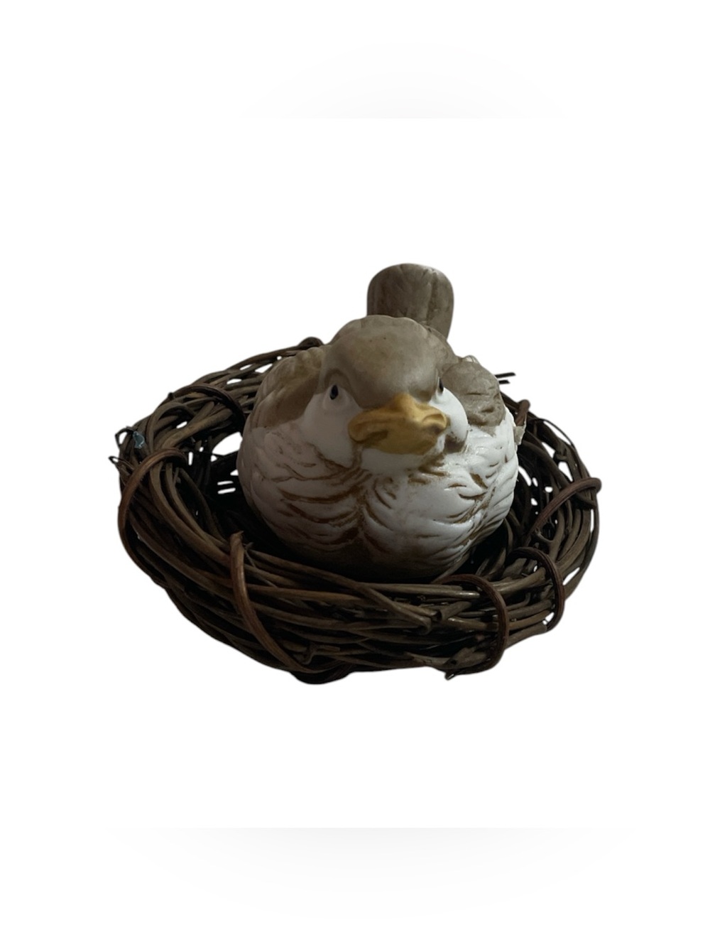 Vintage Ceramic Bird in Nest Figurine Home Decor Accent